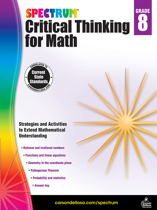 Cover image for Spectrum Critical Thinking for Math, Grade 8